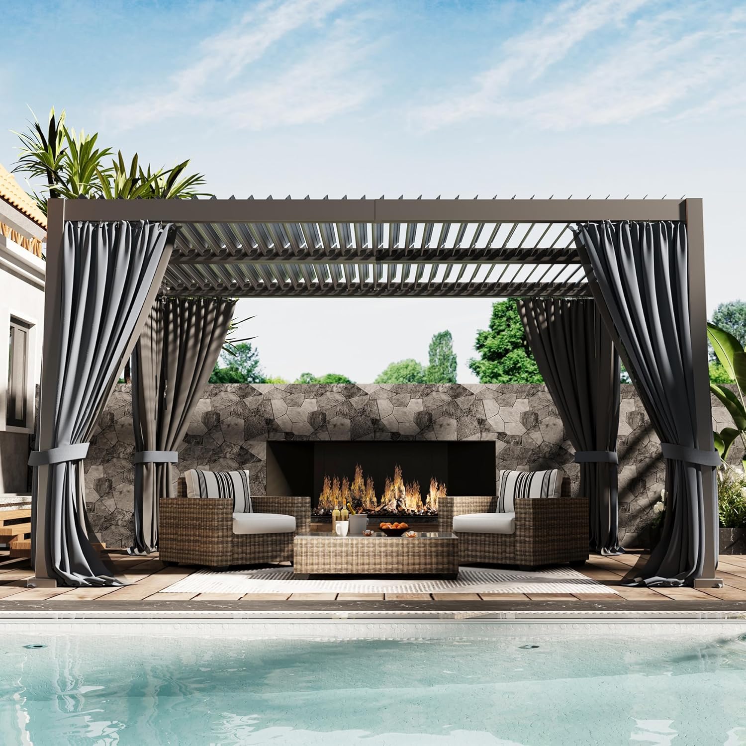 Image 1 of best metal pergola with hardtop roof