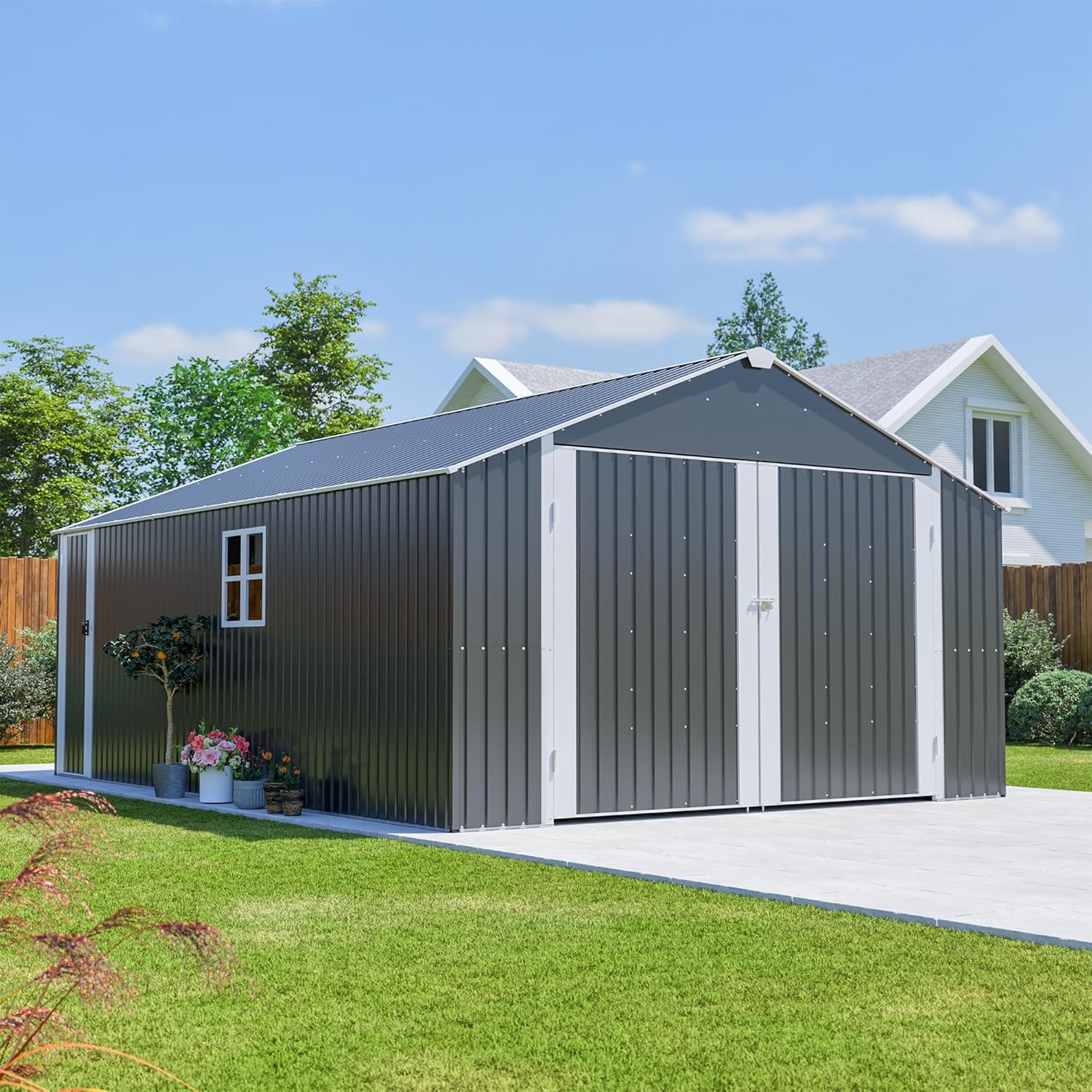 best metal storage shed for cars,12x20 metal shed worth buying,KEIKI storage shed pros cons,large outdoor shed for vehicles,metal vs resin shed comparison,should I buy a metal storage shed unboxing and complete package contents