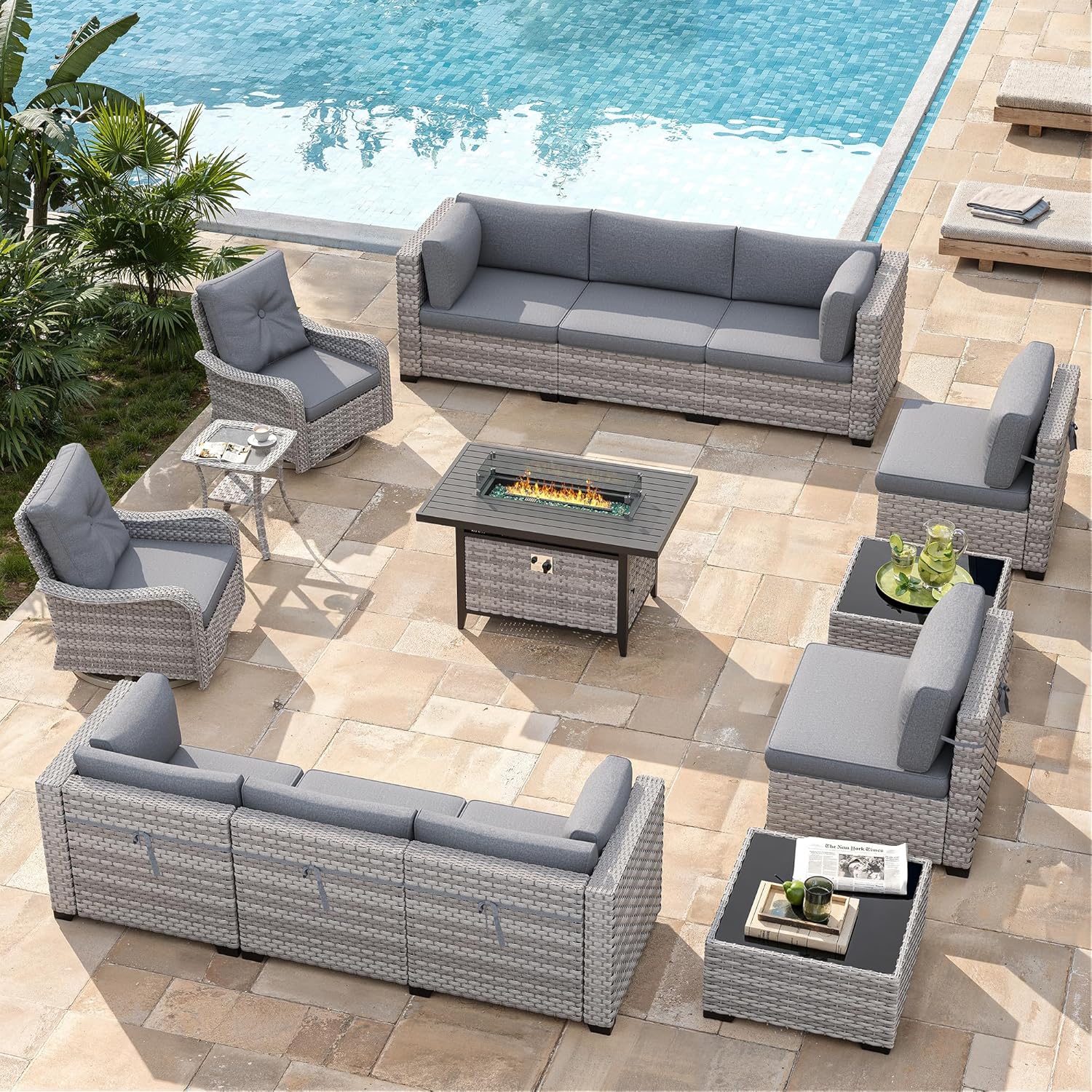 best modular outdoor sofa set with fire pit,should I buy a rattan patio set with fire table,modular outdoor sofa vs sectional fire pit,weather-resistant wicker furniture pros cons,best outdoor conversation set for backyard unboxing and complete package contents