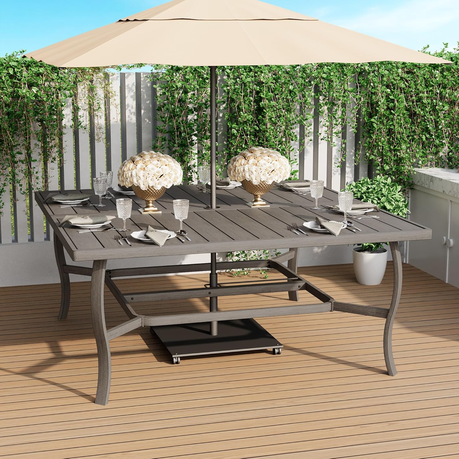 Step-by-step guide for best outdoor dining set for 8,aluminum patio dining set worth buying,HAPPATIO outdoor dining set pros cons,square dining table with umbrella hole,patio dining set with swivel chairs,best aluminum dining set for lawn - complete tutorial