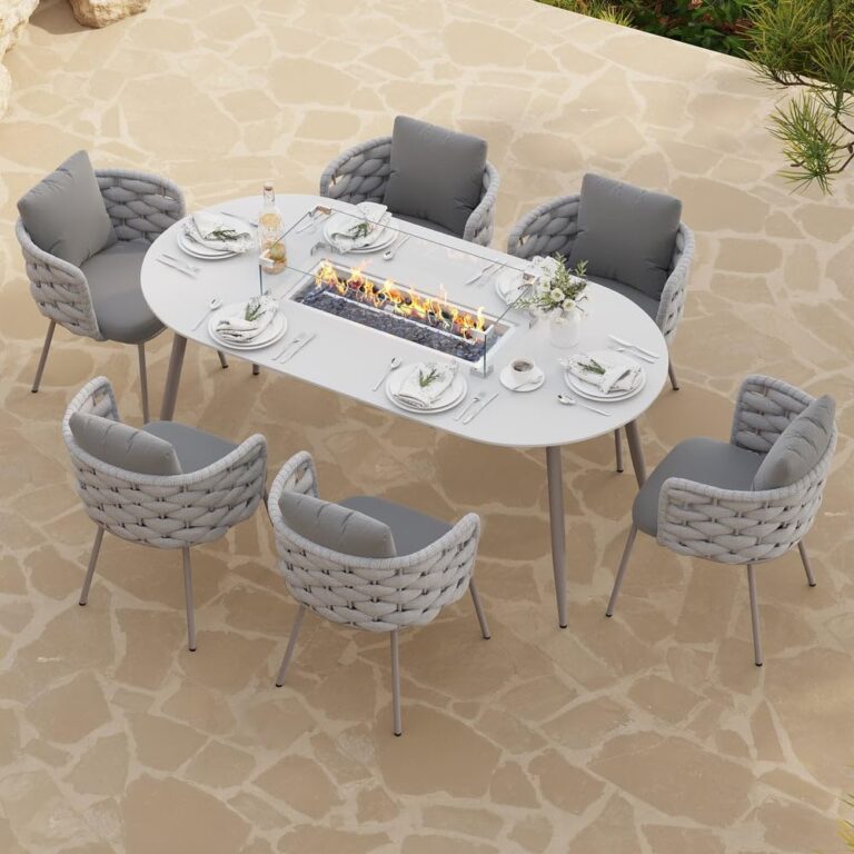 Image 1 of best outdoor dining set with fire pit