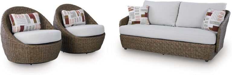 Image 1 of best outdoor loveseat and swivel chair set