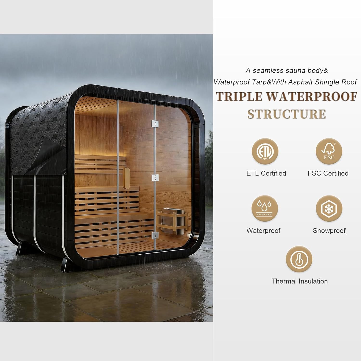 Unboxing the best outdoor sauna for home kit, showing all components including the Smartmak sauna stove and rocks