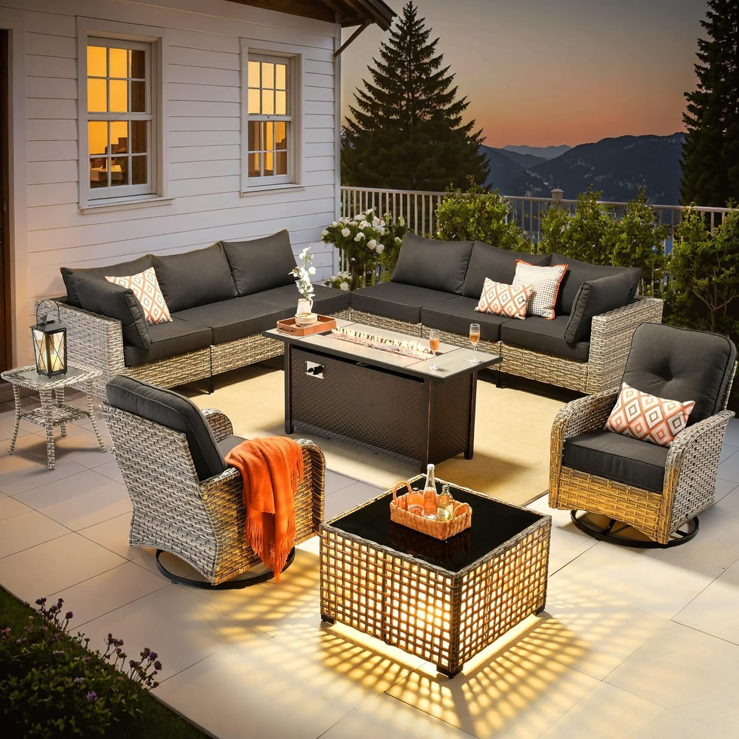 Image 1 of best outdoor sectional with fire pit