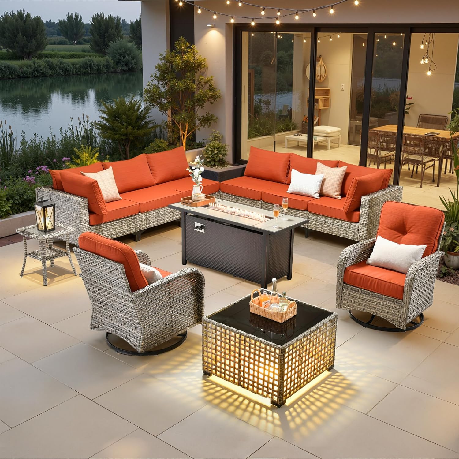 Image 1 of best outdoor sectional with fire pit