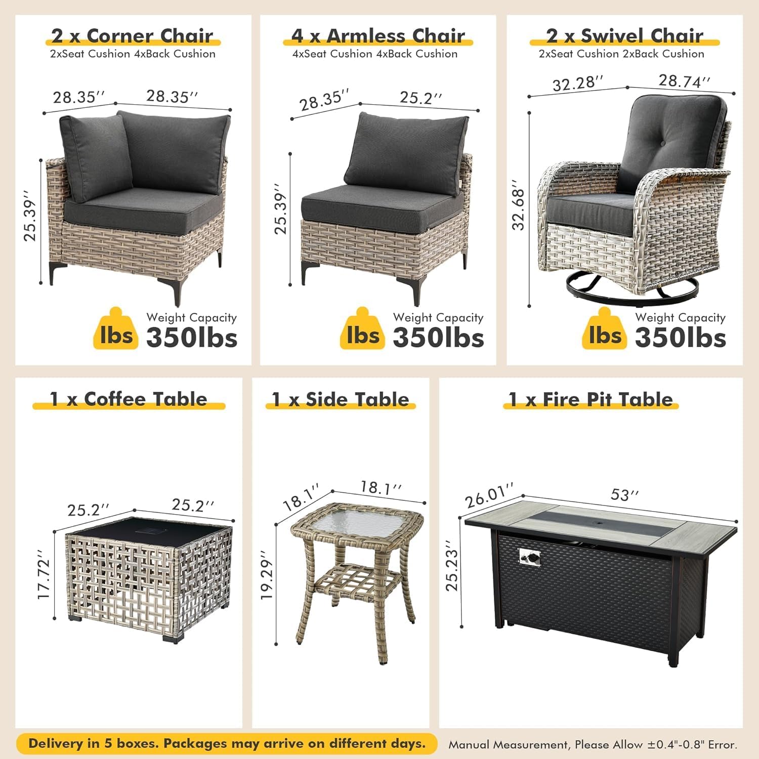 best outdoor sectional with fire pit,outdoor sectional with fire pit worth it,POUUIN patio set pros cons,buy modular wicker conversation set,sectional sofa with fire pit for deck,swivel rocking chairs patio set unboxing and complete package contents