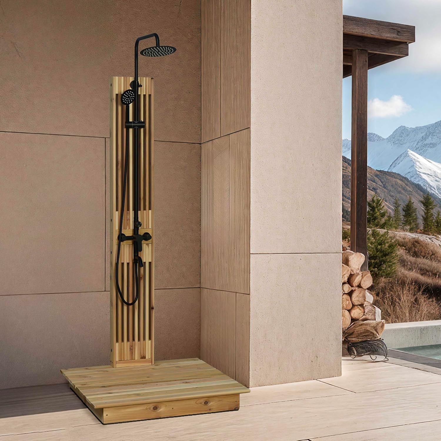 best outdoor shower for backyard,aleko cascade outdoor shower worth buying,outdoor shower pros cons,western red cedar shower durability,should I buy an outdoor shower,outdoor shower vs garden hose unboxing and complete package contents