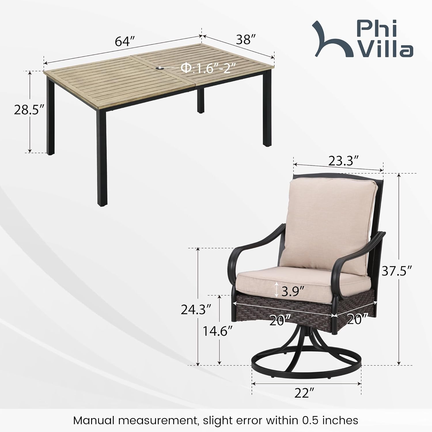 best patio dining set for 6,PHI VILLA patio set pros cons,should I buy PHI VILLA dining set,patio dining set with umbrella hole,best outdoor dining set for family,PHI VILLA vs other patio sets unboxing and complete package contents