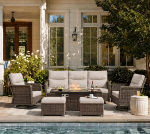 Image 1 of best patio furniture set with fire pit