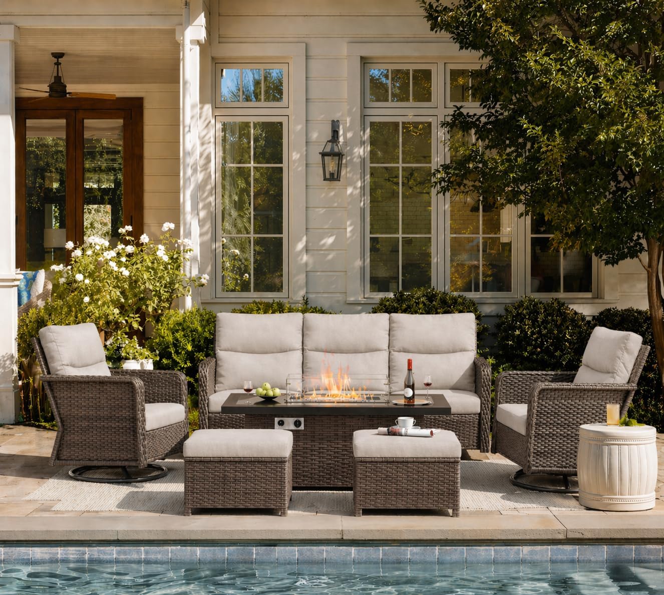 Image 1 of best patio furniture set with fire pit
