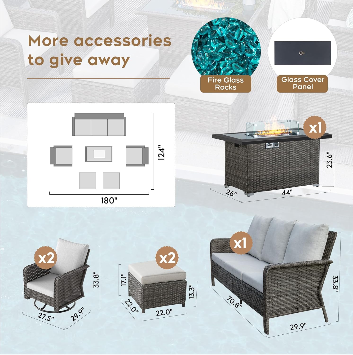 best patio furniture set with fire pit,should I buy Yechen patio set,Yechen vs other fire pit sets,outdoor wicker swivel chairs pros cons,patio conversation set worth buying,best fire pit table for backyard comfort unboxing and complete package contents