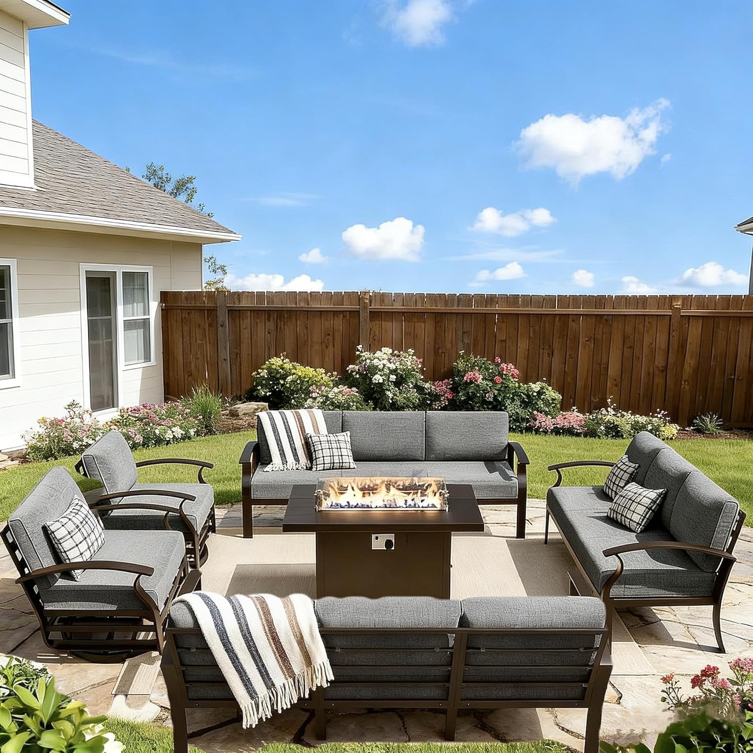 Image 1 of best patio furniture with fire pit