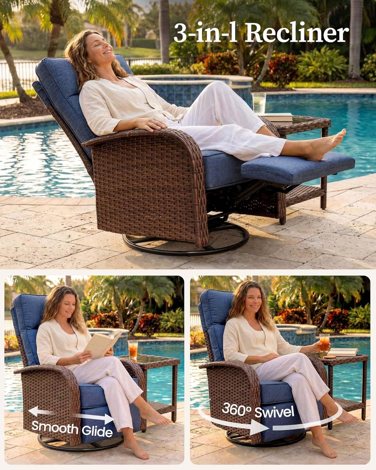 Step-by-step guide for best patio recliner set for outdoor comfort,3-in-1 swivel glider recliner worth buying,high back outdoor recliner pros cons,independent back and footrest adjustment benefits,all-weather wicker recliner durability,comfortable patio chair set for relaxation - complete tutorial