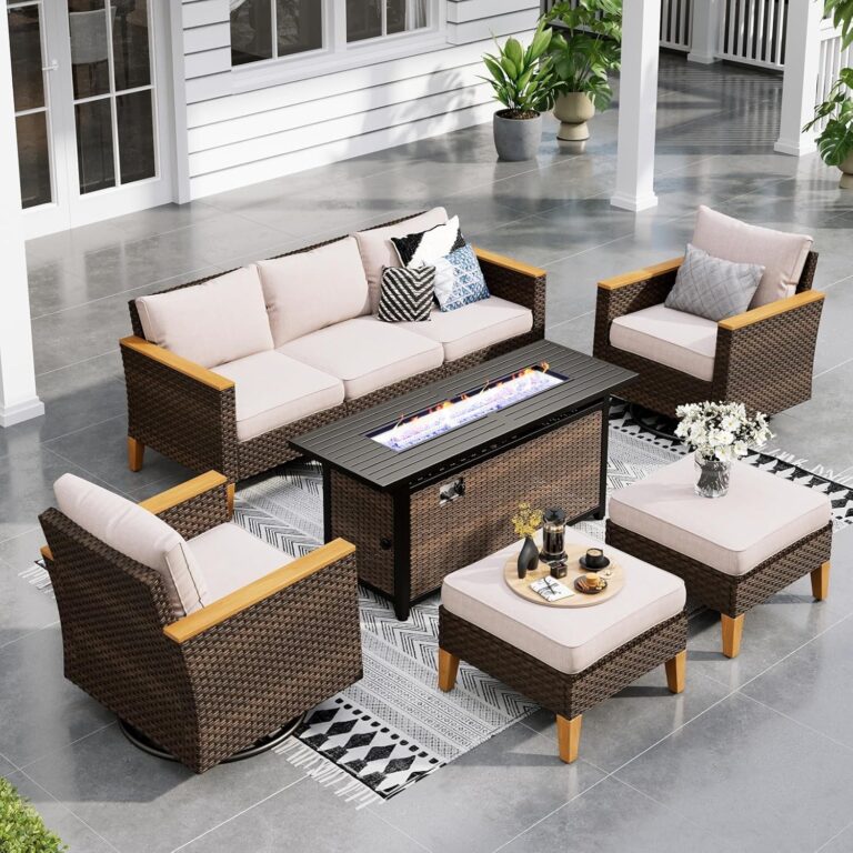 Image 1 of best patio sectional with fire pit table