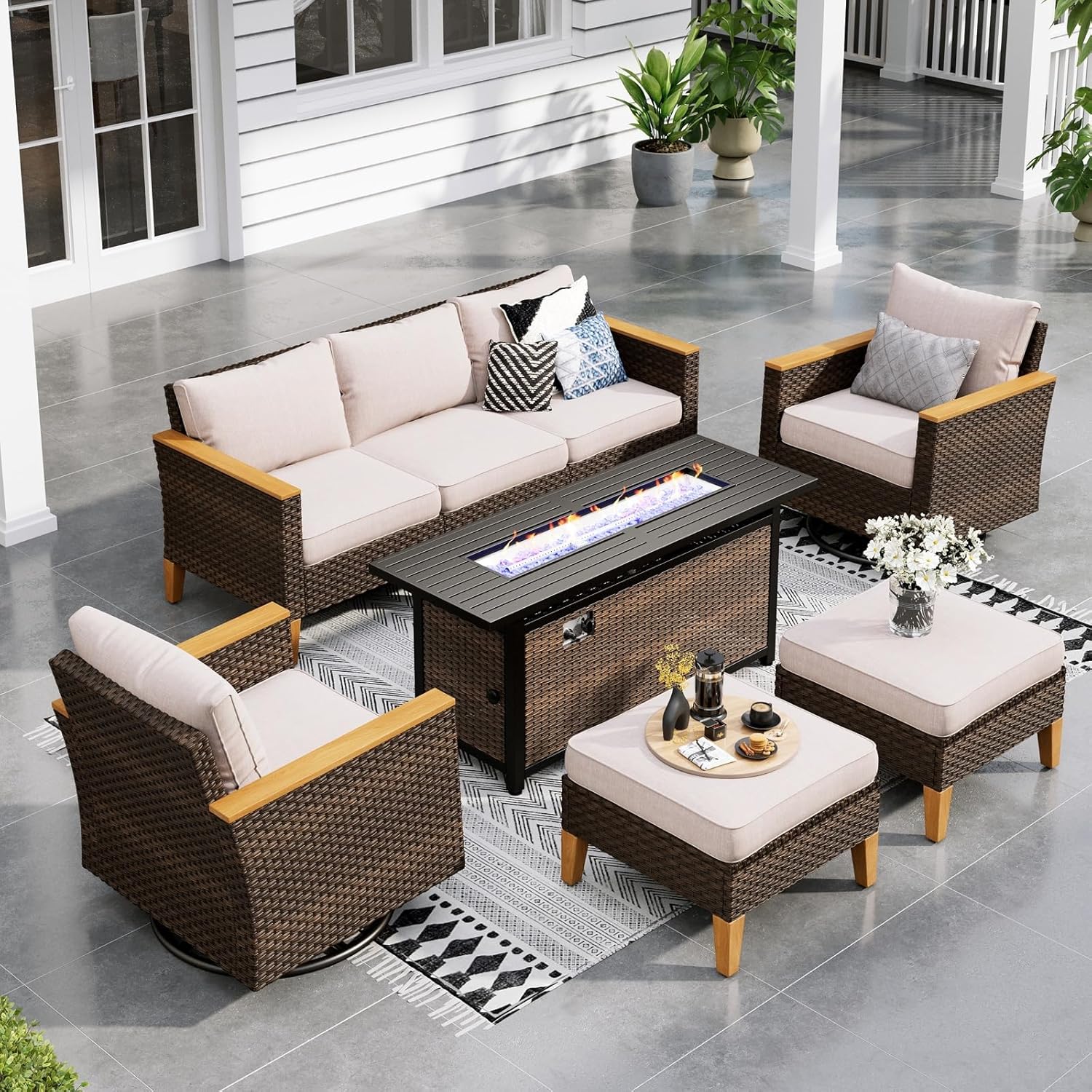 Image 1 of best patio sectional with fire pit table