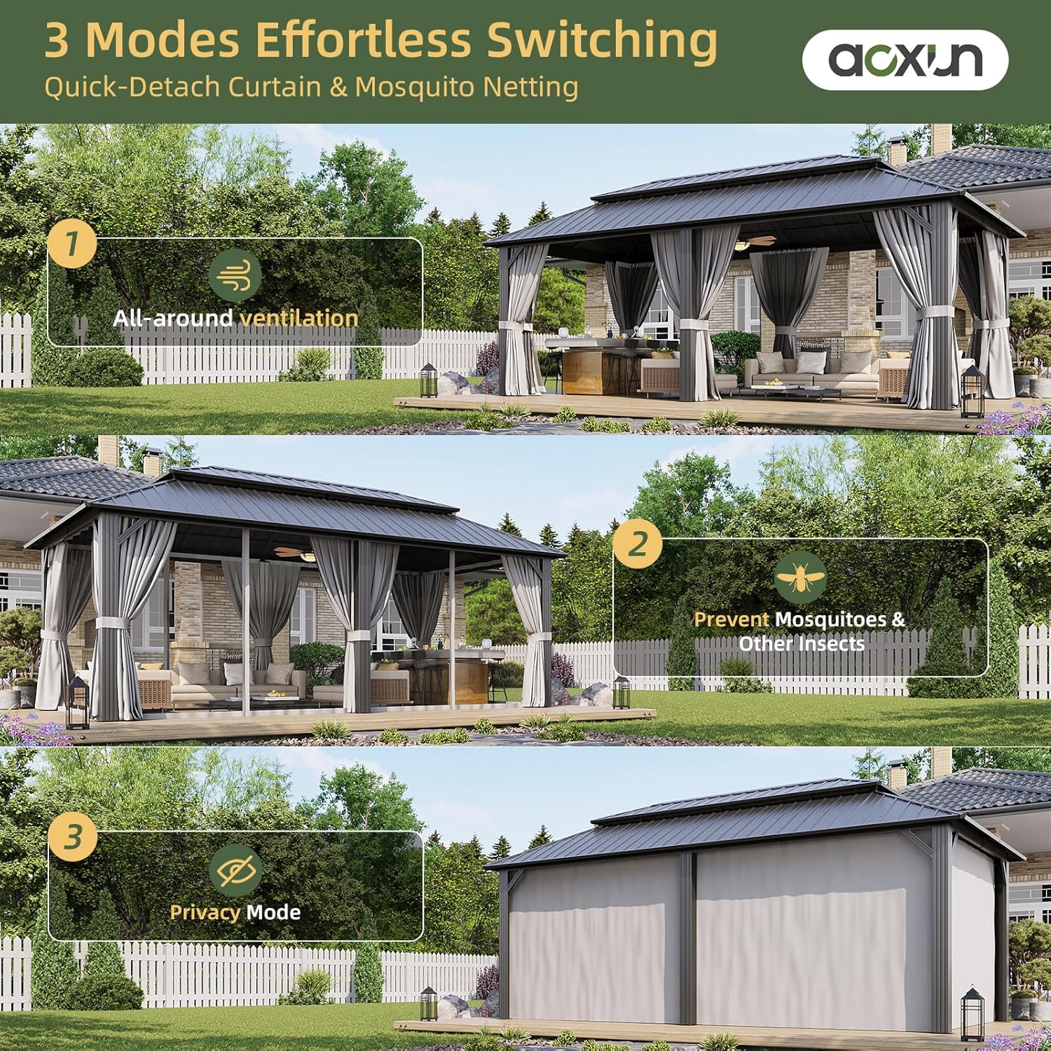 best permanent metal gazebo for patio,buy hardtop gazebo for garden,steel pavilion vs soft top gazebo,permanent outdoor pergola pros cons,is Aoxun gazebo worth buying,best gazebo for weather resistance performance testing and real-world results