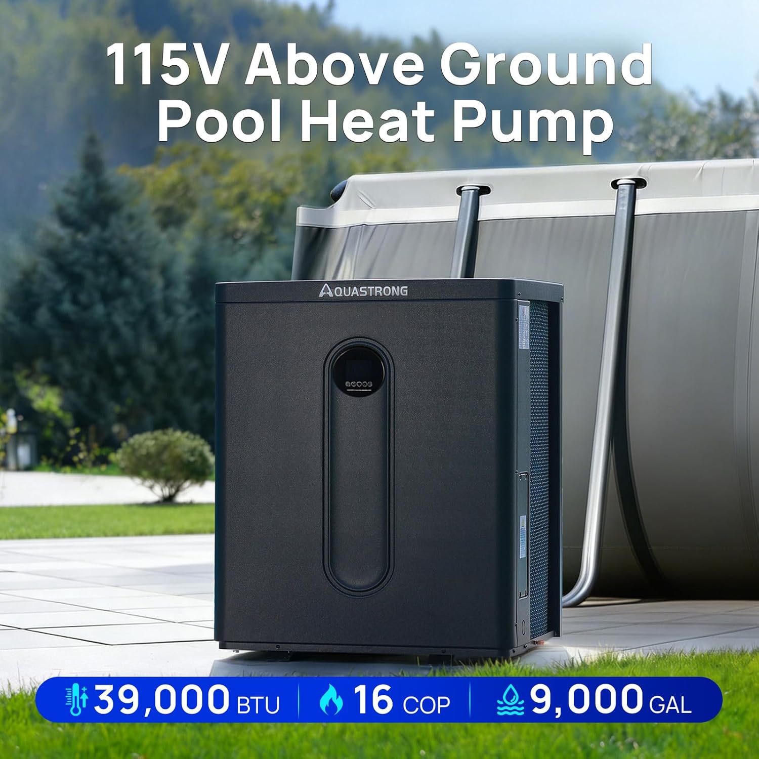 Aquastrong pool heat pump unboxing showing accessories and documentation