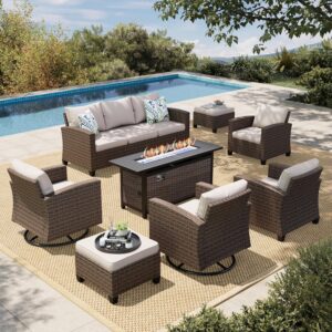 Image 1 of best swivel glider patio set with fire pit