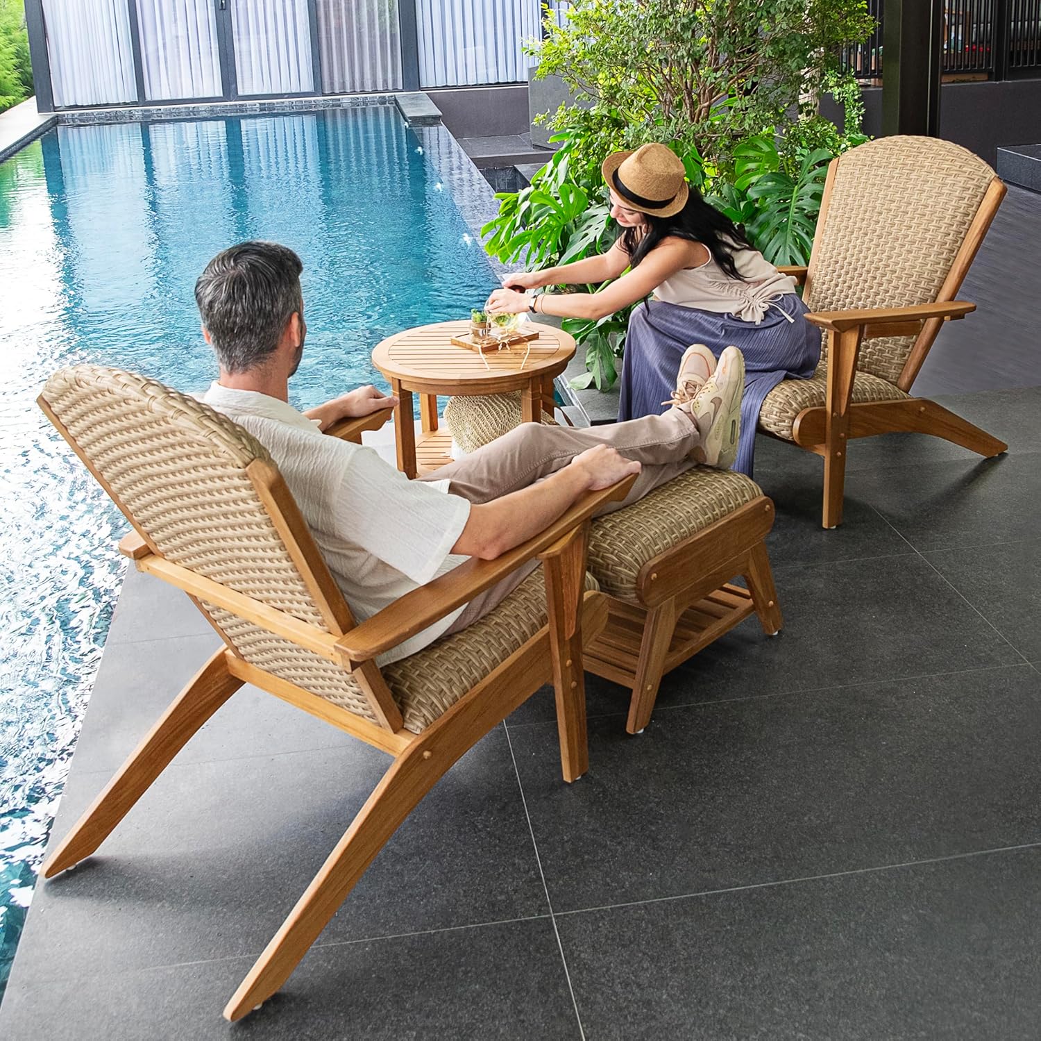 best teak adirondack conversation set,teak adirondack set worth it,patio conversation set pros cons,should I buy adirondack conversation set,best outdoor conversation set for car,teak adirondack vs wicker set unboxing and complete package contents