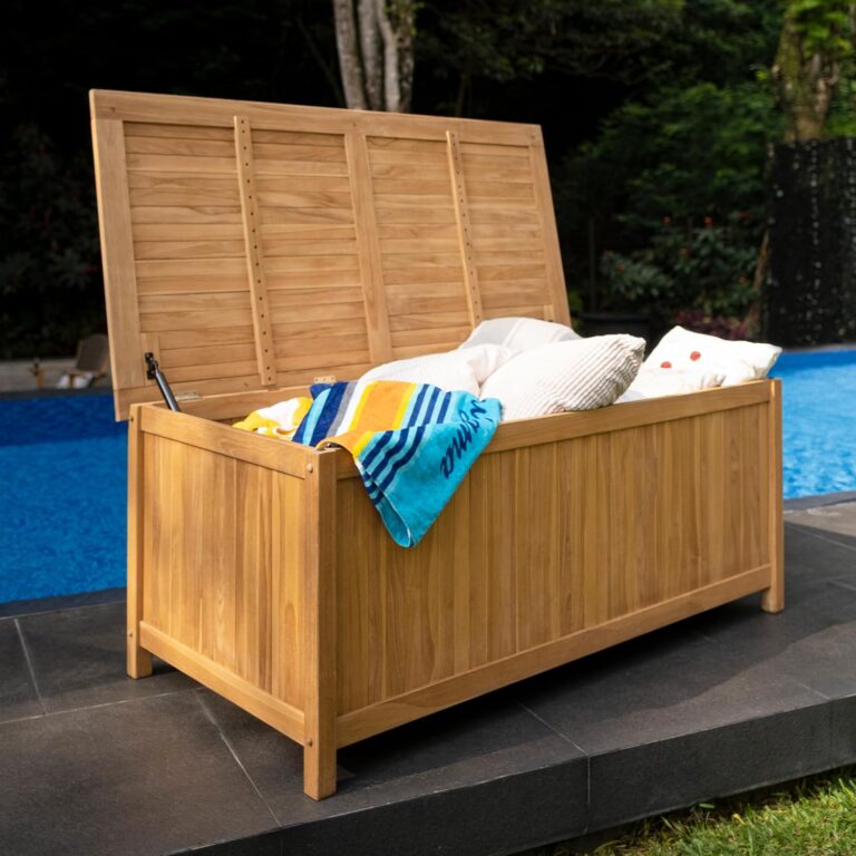 Image 1 of best teak deck box for patio