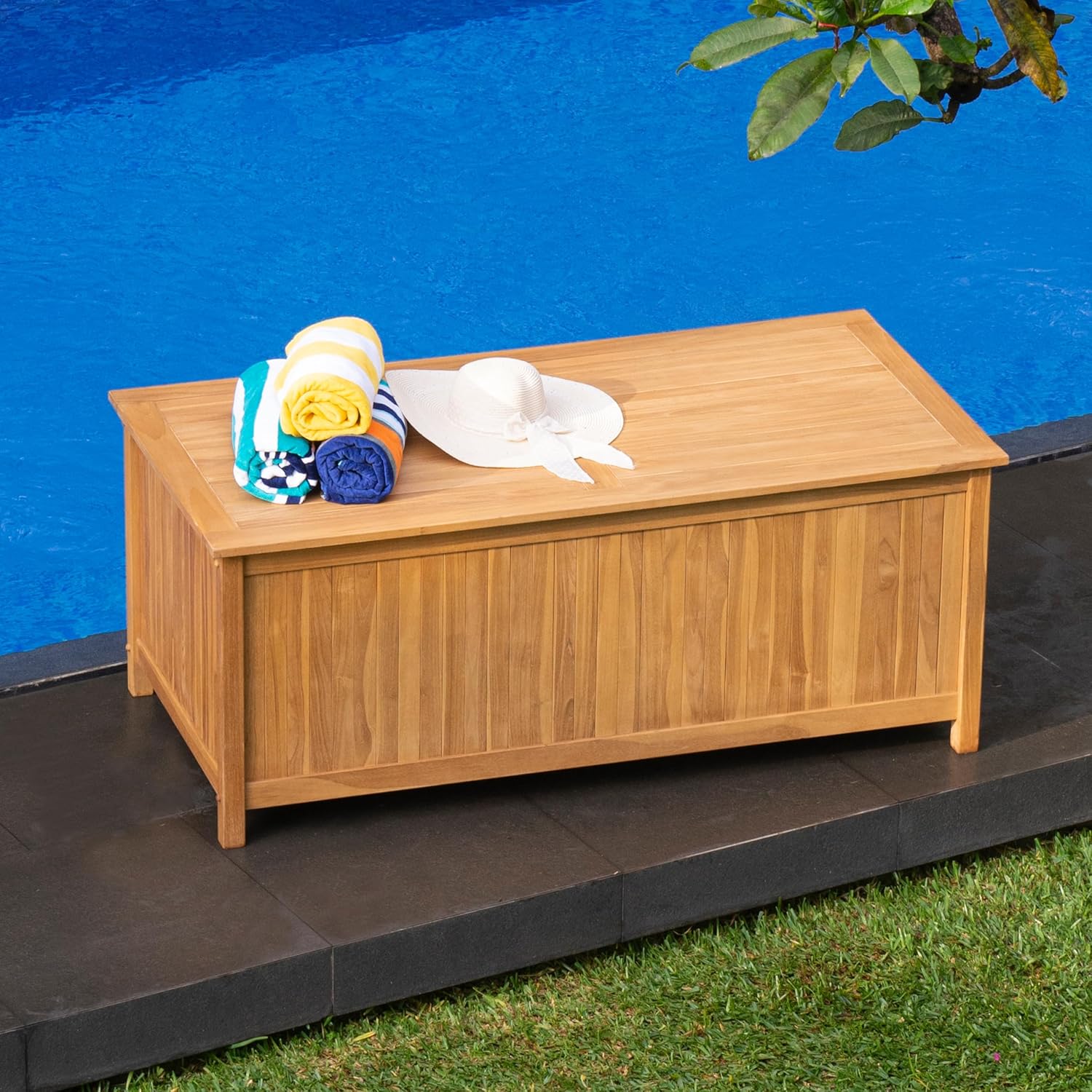 best teak deck box for patio,should I buy a teak deck box,Cambridge Casual deck box vs competitors,teak deck box pros cons,large outdoor storage chest for cushions,best weather-resistant patio organizer unboxing and complete package contents