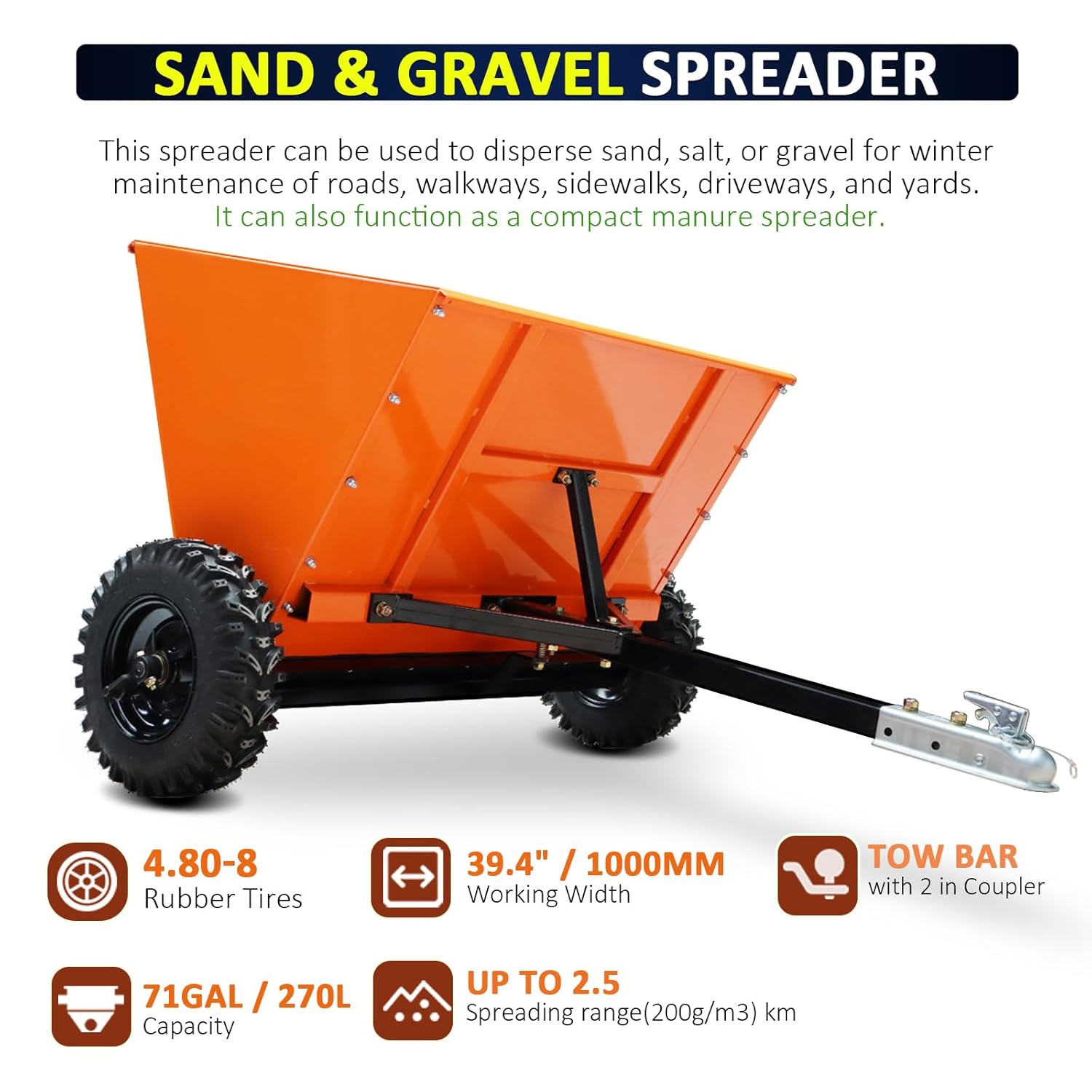 best towable sand spreader for ATV,should I buy a towable gravel spreader,71 gallon sand spreader pros cons,tow behind spreader for UTV worth buying,sand spreader for driveway vs walk-behind,best ATV spreader for gravel performance testing and real-world results