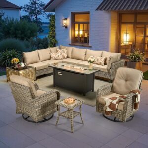 Image 1 of best wicker patio set with fire pit