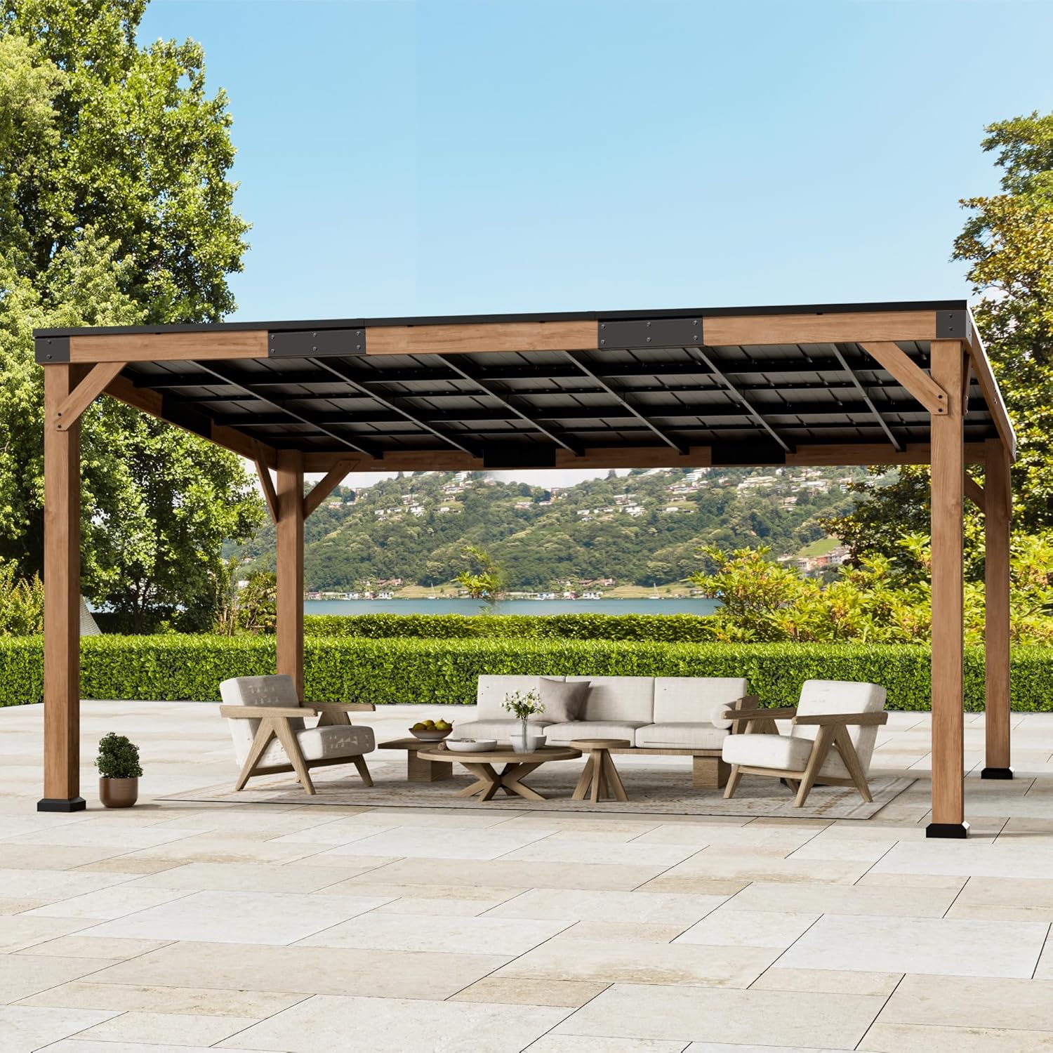 Image 1 of big leaf 12x16 cedar hardtop gazebo