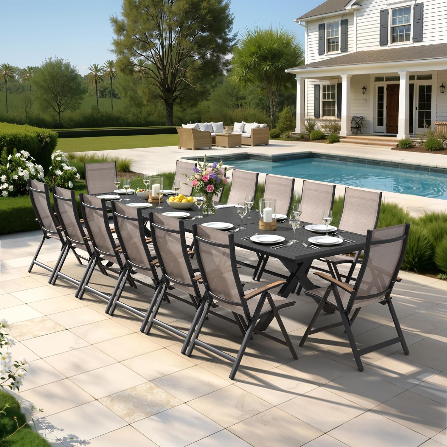 buy 138 inch outdoor dining table,best large patio dining table for 12,Pellebant aluminum table pros cons,should I buy a 11.5 foot dining table,large outdoor dining table vs alternatives,rust proof aluminum dining table worth buying unboxing and complete package contents