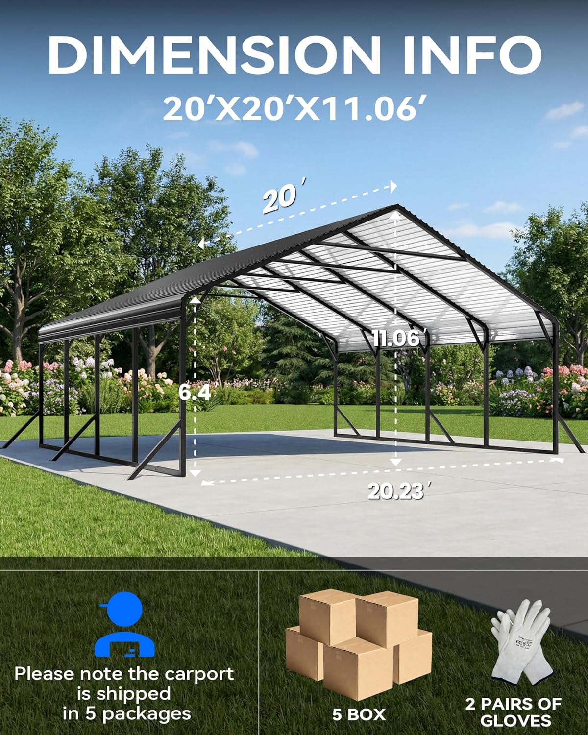 buy 20x20 metal carport,20x20 carport for 2 cars,heavy duty carport pros cons,metal carport vs fabric canopy,best carport for truck and RV,should I buy a metal carport unboxing and complete package contents