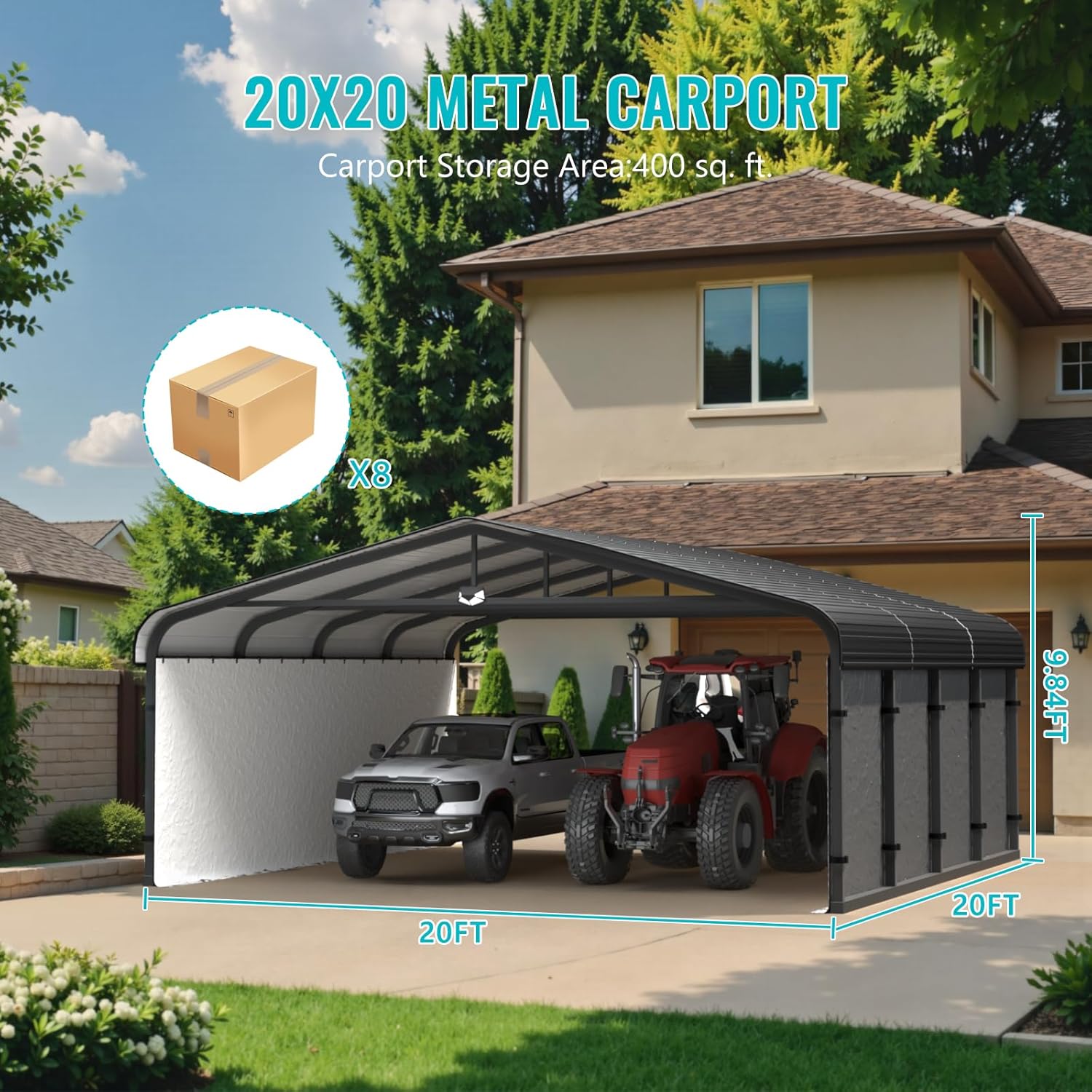 buy 20x20 metal carport,best heavy duty carport for snow,20x20 carport vs garage,metal carport pros cons,two car carport worth buying,galvanized carport for vehicles unboxing and complete package contents