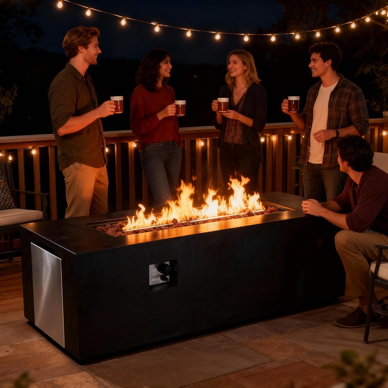buy 70 inch propane fire pit table,70 inch fire pit table pros cons,best concrete fire pit table for patio,FammyLoft propane fire pit honest,rectangle gas fire pit worth buying,60,000 BTU fire pit table features unboxing and complete package contents