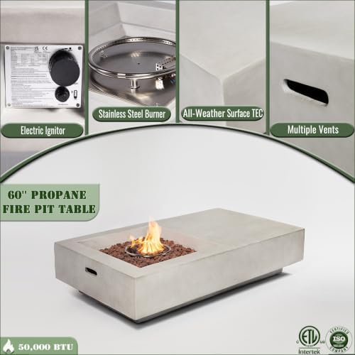 buy Acarra fire pit table,Acarra fire pit table pros cons,50,000 BTU fire pit table worth buying,best outdoor concrete fire pit for patio,should I buy a rectangular propane fire pit,Acarra fire pit table vs other brands unboxing and complete package contents