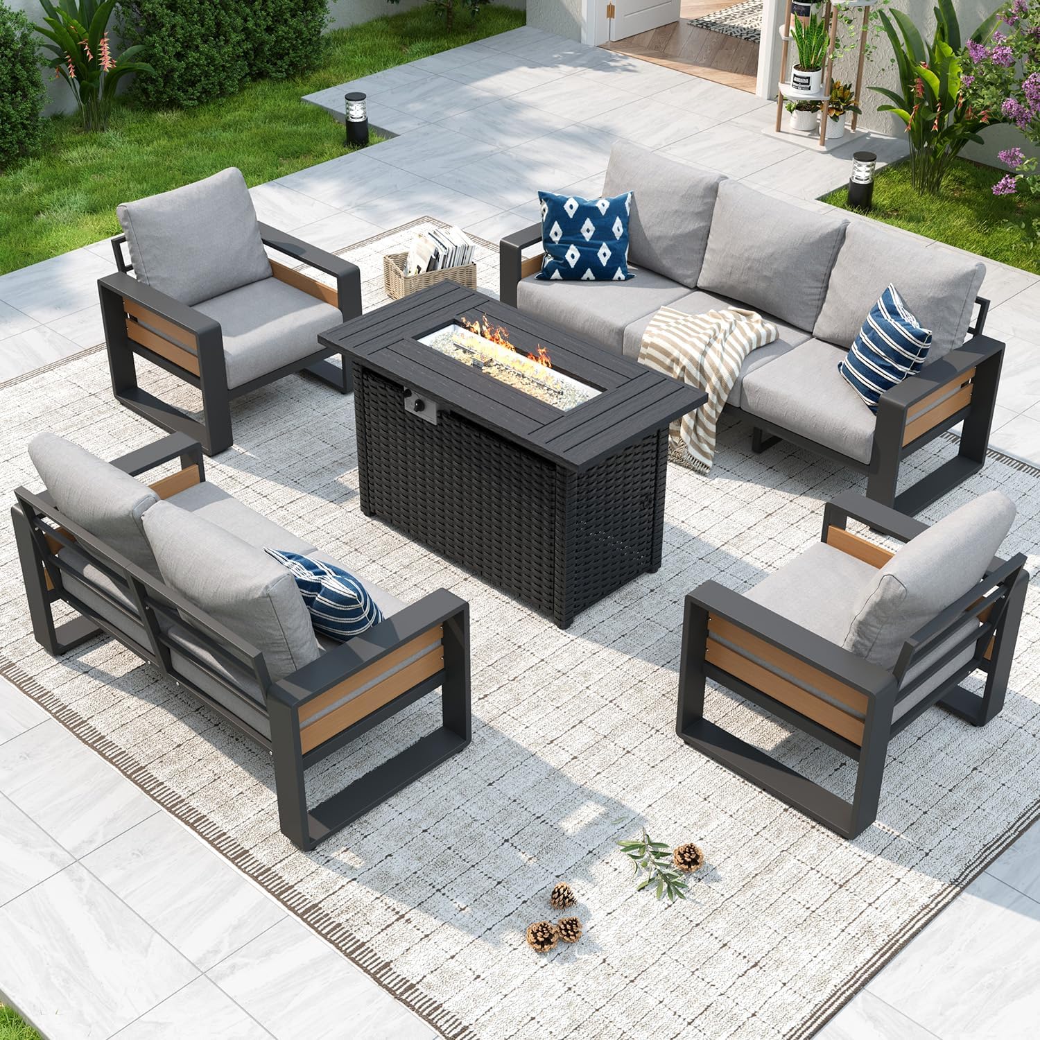 Image 1 of buy Aoxun patio set with fire pit