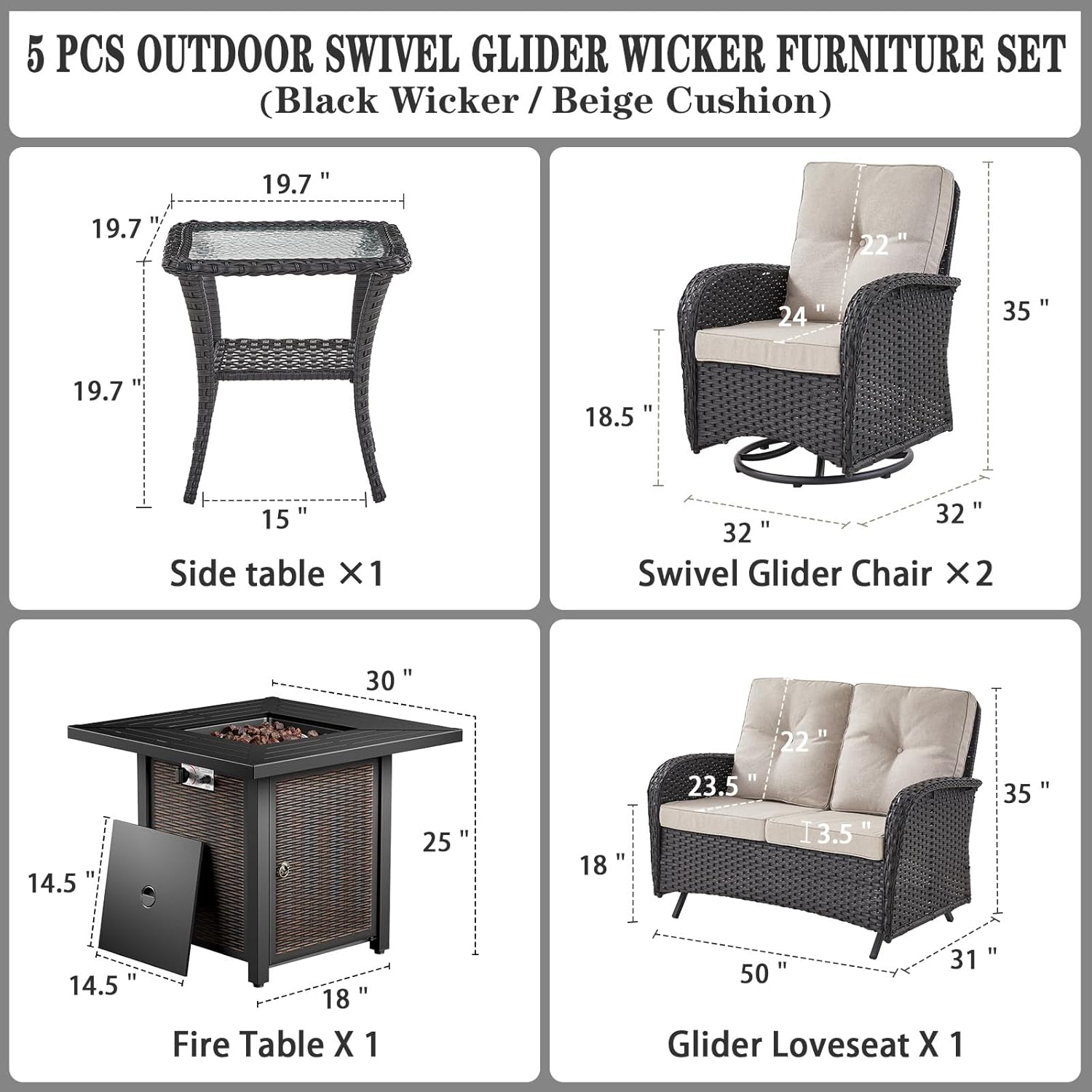 buy Belord 5 piece patio furniture set,Belord 5 piece patio set pros cons,best propane fire pit patio conversation set,Belord outdoor furniture worth buying,swivel glider patio set with fire table,should I buy Belord patio set unboxing and complete package contents