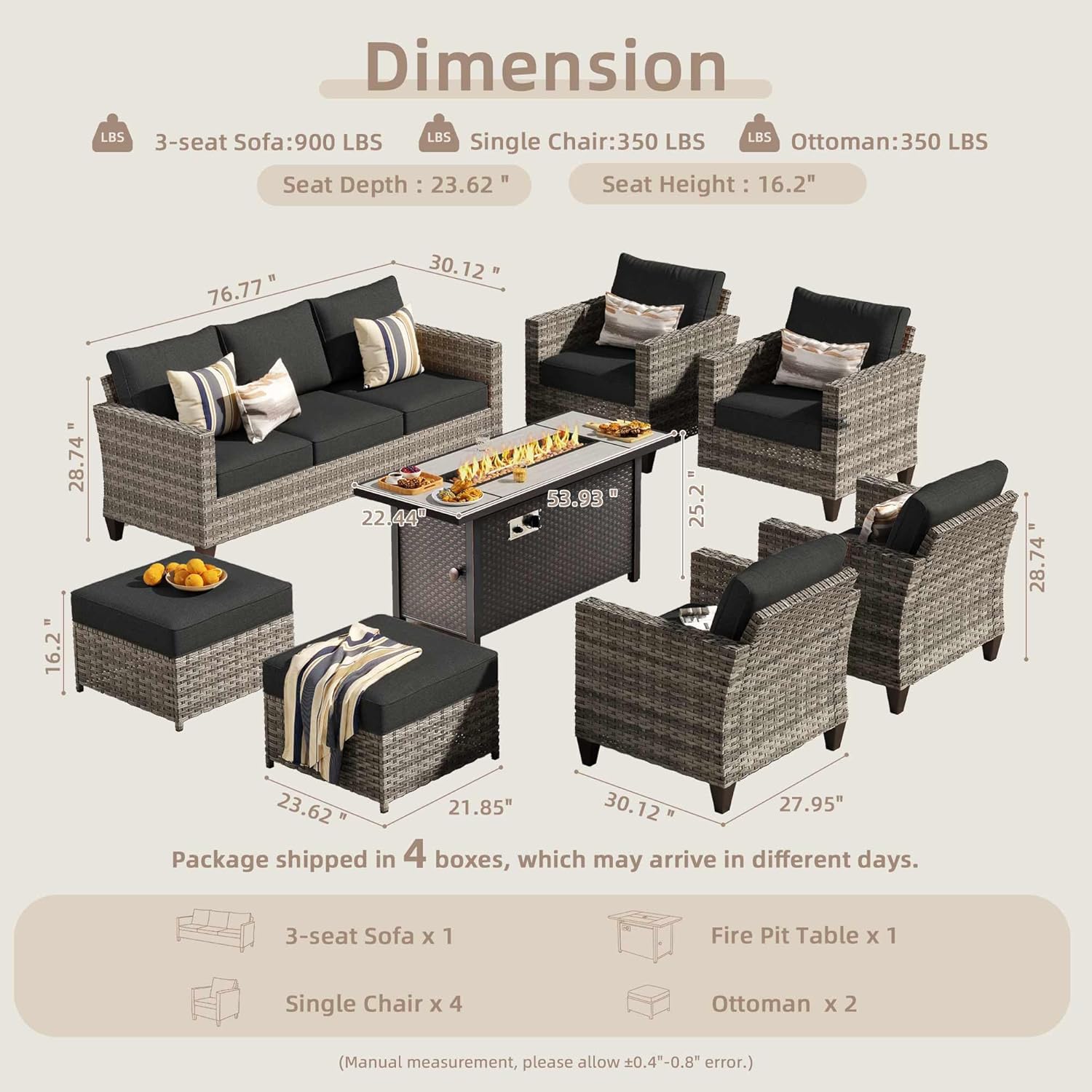 buy CAODOC 8-piece outdoor wicker patio set,CAODOC fire pit conversation set pros cons,best 9-seat patio set for backyard,should I buy CAODOC wicker sectional,CAODOC outdoor furniture worth buying,CAODOC vs similar patio conversation sets unboxing and complete package contents