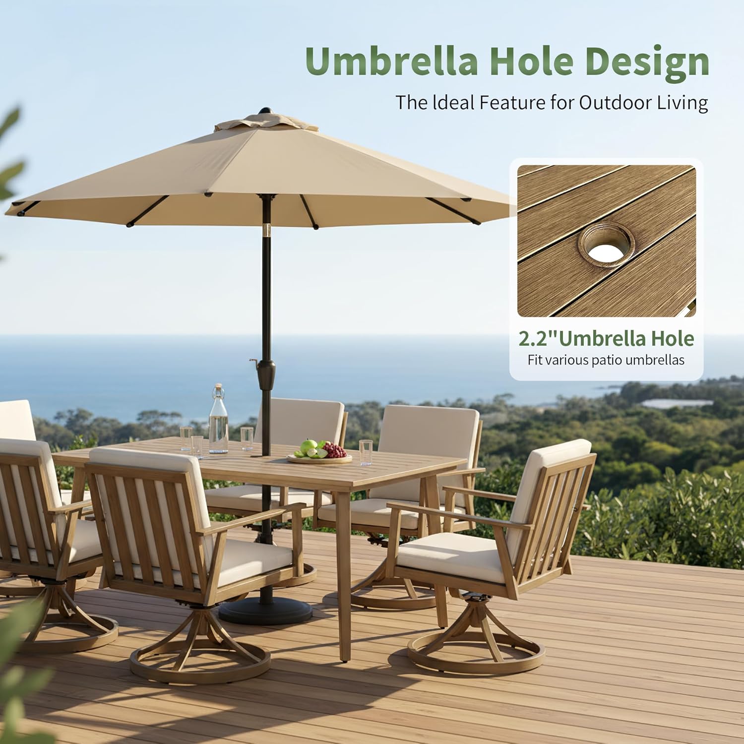 buy CikaCika 9 piece patio dining set,aluminum outdoor dining set with umbrella hole,best patio dining set for 6,CikaCika outdoor dining set pros cons,should I buy a 9 piece patio set,teak finish outdoor furniture worth it unboxing and complete package contents