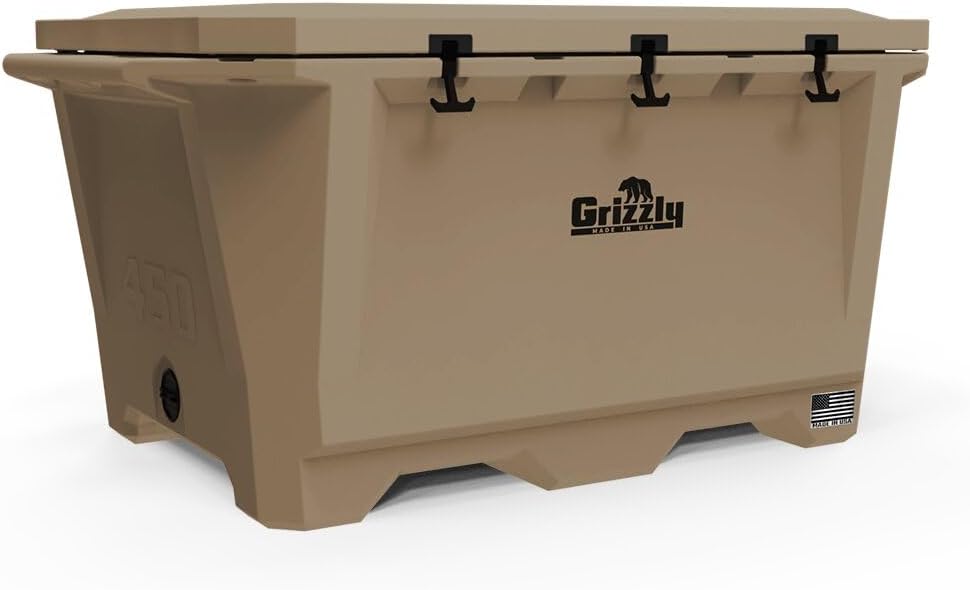 buy Grizzly 450 cooler, Grizzly 450 vs competitors, biggest rotomolded cooler for cars, Grizzly 450 ice retention test, best 450 quart cooler for camping, Grizzly Coolers worth it unboxing and complete package contents