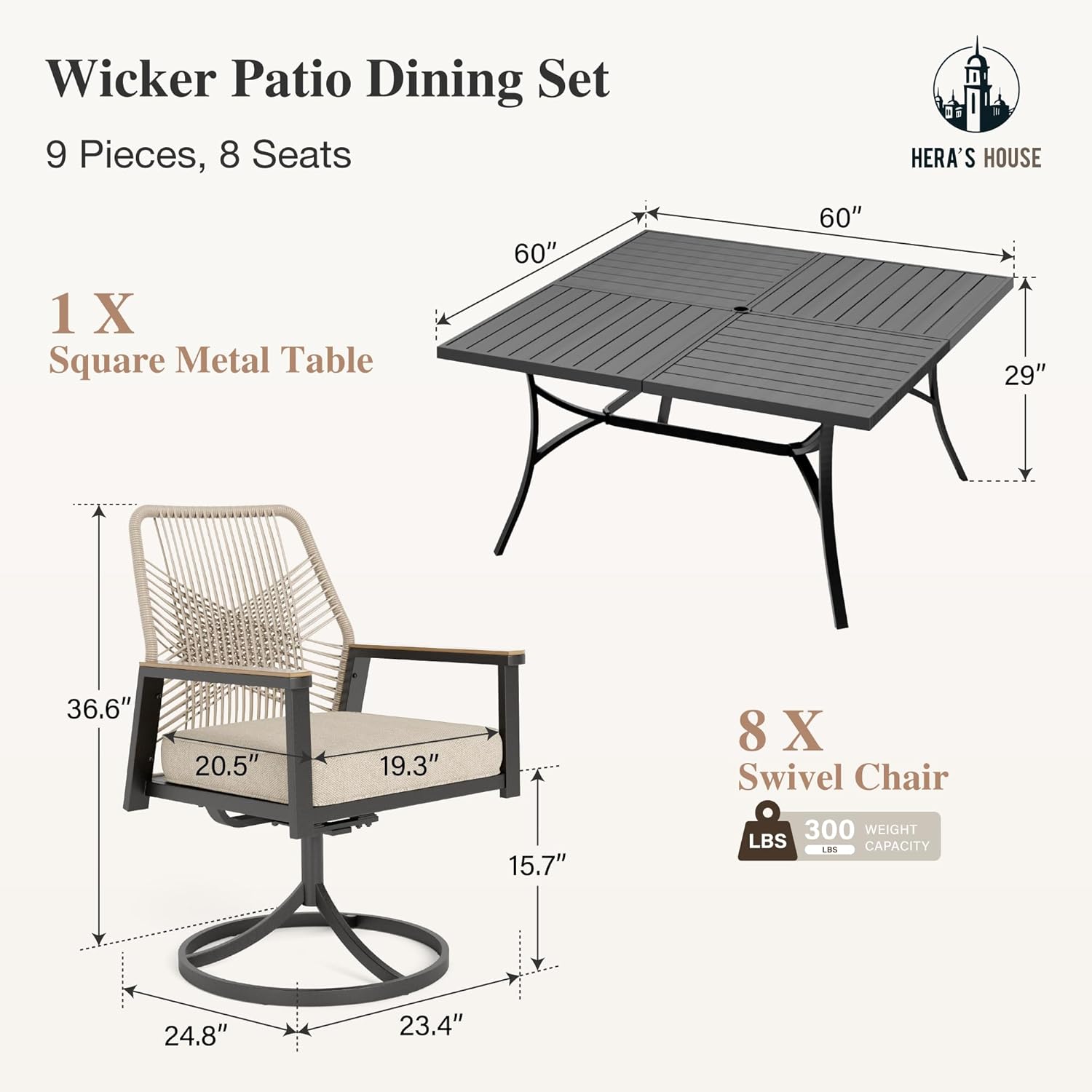 buy HERA'S HOUSE 9 piece patio dining set,best outdoor dining set for 8,HERA'S HOUSE patio set worth buying,8 swivel chair dining set pros cons,should I buy a rattan dining set,patio set vs other brands performance testing and real-world results