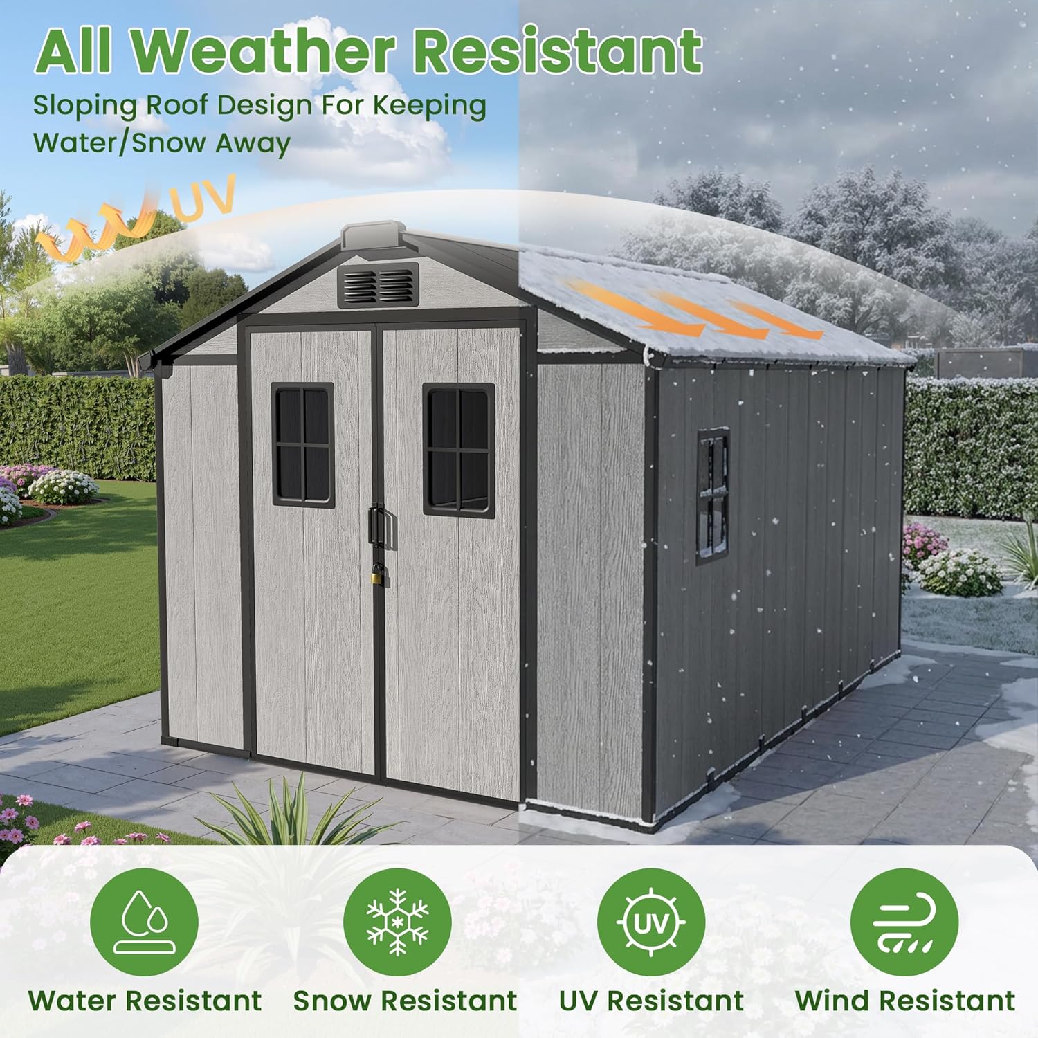 buy HOOOWOOO 8x12 storage shed,should I buy a resin storage shed,HOOOWOOO 8x12 shed pros cons,best plastic garden shed for lawn,resin shed vs metal shed worth buying,8x12 walk in shed for car accessories performance testing and real-world results