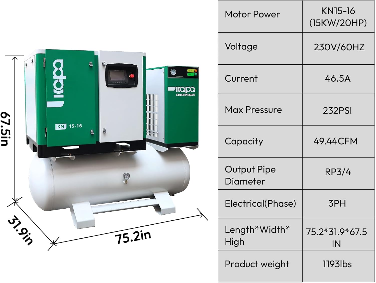 buy KAPA 20HP air compressor,KAPA 20HP compressor worth buying,best 20HP industrial air compressor,KAPA 20HP pros and cons,20HP rotary screw compressor for manufacturing,should I buy a KAPA 4-in-1 compressor unboxing and complete package contents