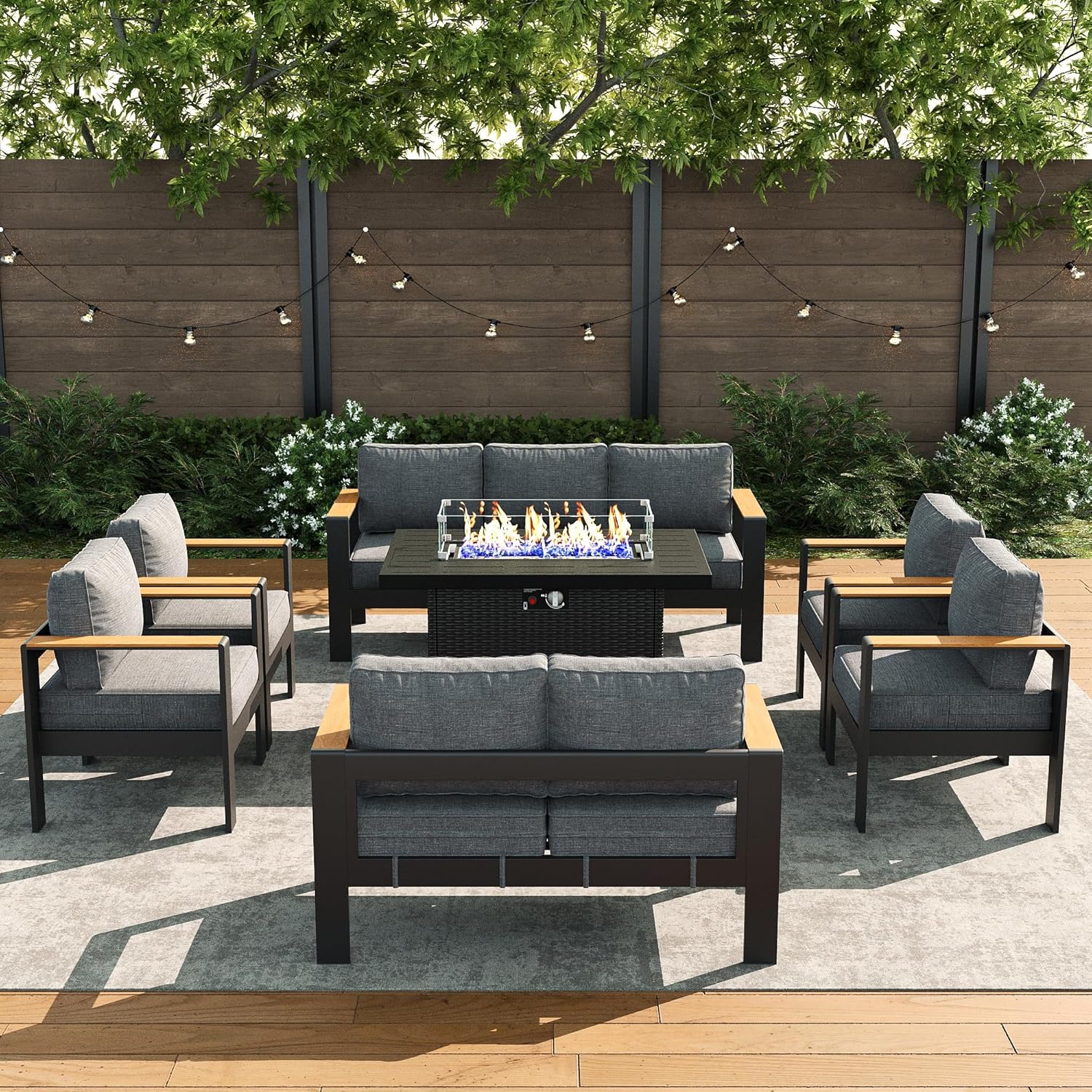 buy LayinSun 7 piece aluminum furniture set,LayinSun aluminum furniture with fire pit worth buying,best outdoor conversation set for patio,LayinSun vs other deep seating sets,aluminum outdoor furniture pros cons,should I buy LayinSun fire pit set unboxing and complete package contents