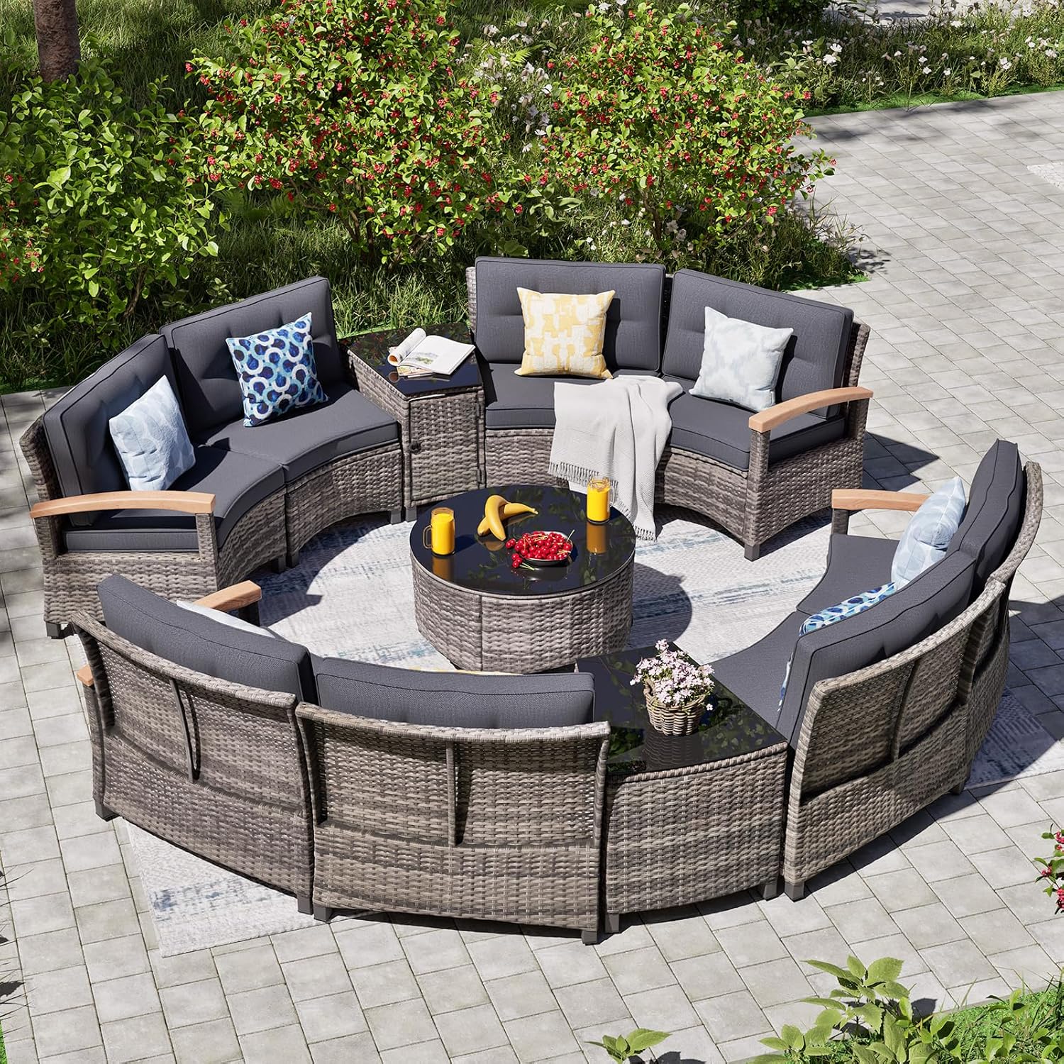 buy MEISSALIVVE patio furniture set,best half-moon curved sectional set,MEISSALIVVE patio set pros cons,should I buy an outdoor conversation set,MEISSALIVVE vs other patio furniture,best curved patio set for deck unboxing and complete package contents