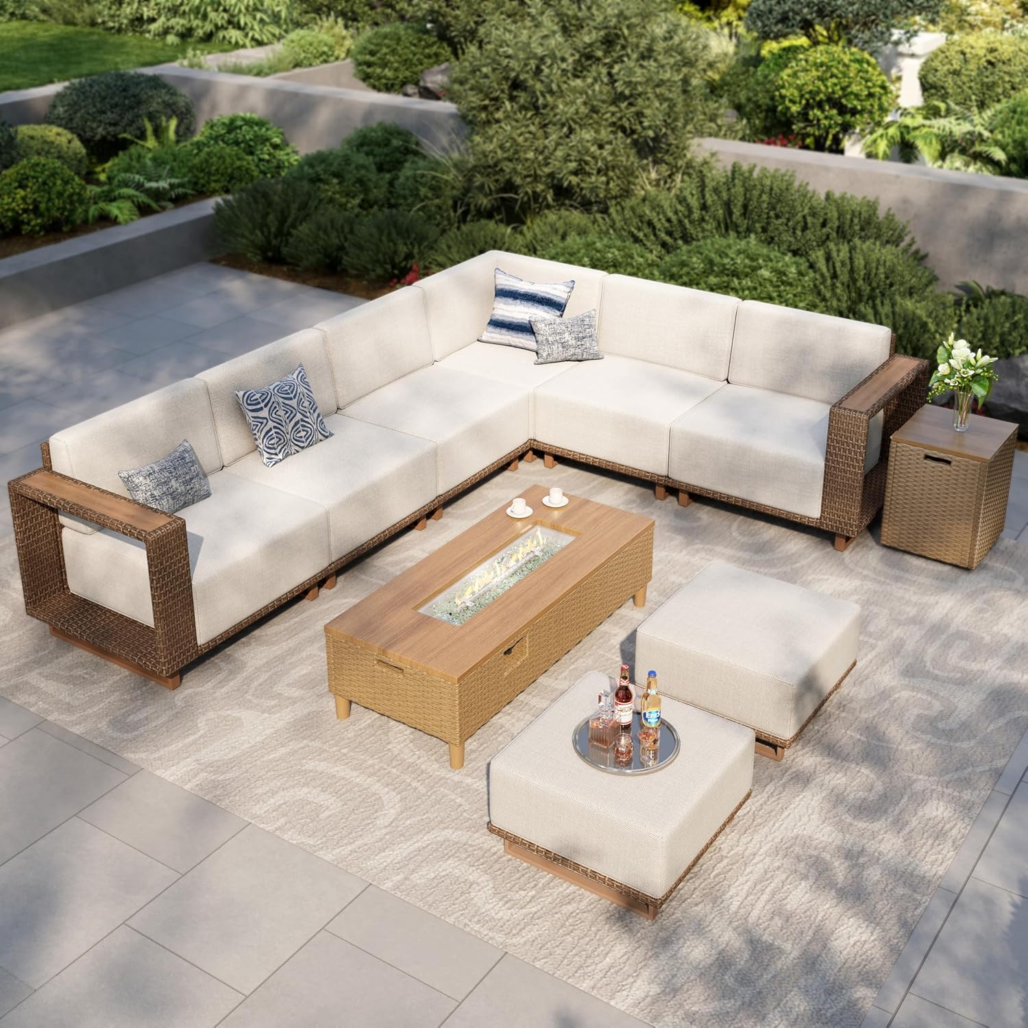 Image 1 of buy MIXPATIO patio sectional with fire pit