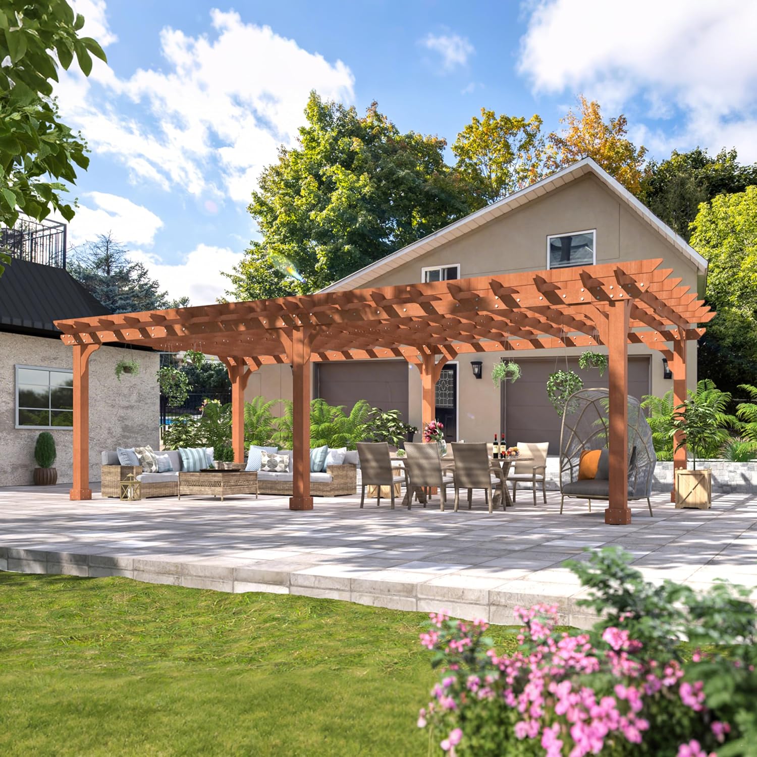 Image 1 of buy MUPATER 12x24 cedar pergola