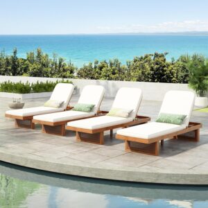 Image 1 of buy Merax Acacia Wood Chaise Lounge
