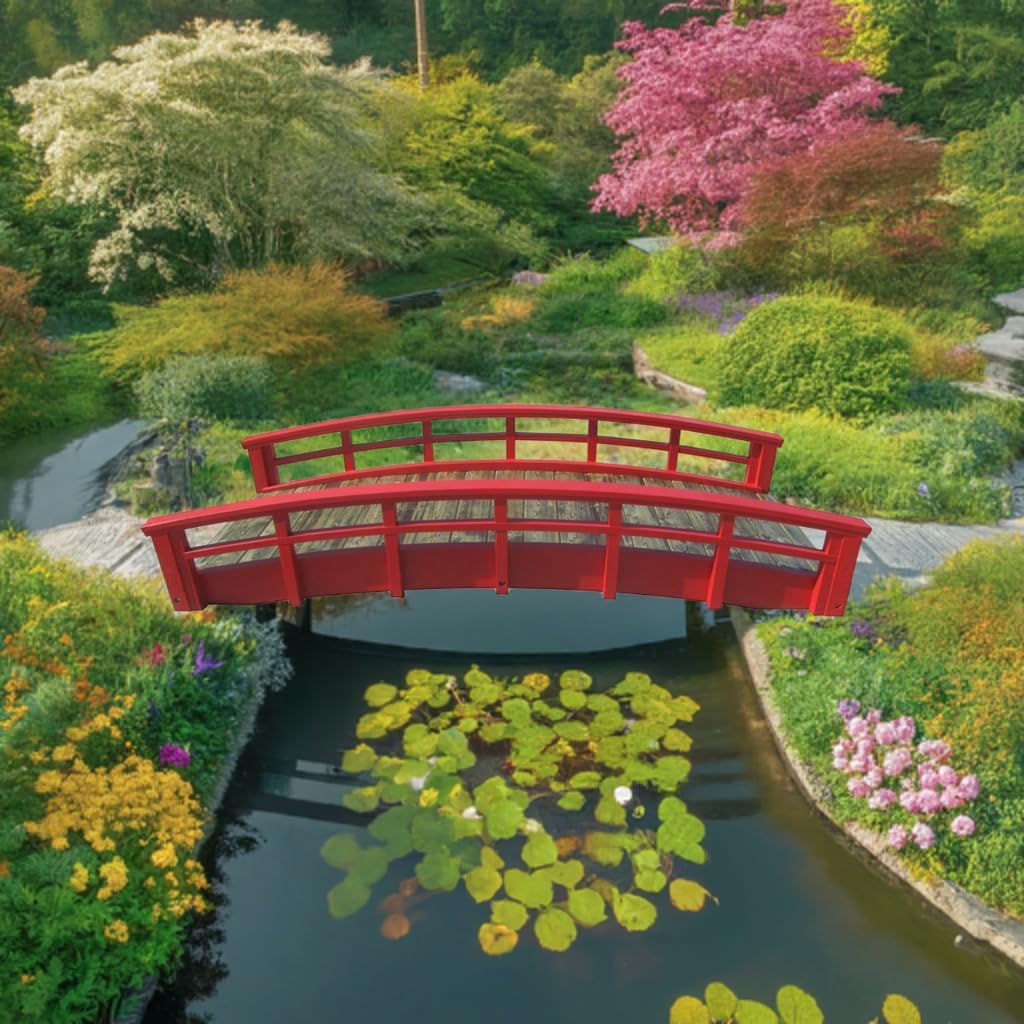 buy Monet's Japanese bridge 8 ft,best garden bridge for pond,Monet Japanese bridge assembly,should I buy a wooden garden bridge,SamsGazebos bridge pros cons,red Japanese bridge worth buying unboxing and complete package contents
