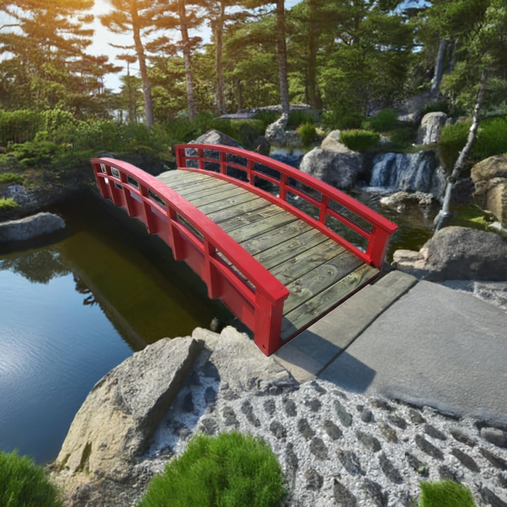 buy Monet's Japanese bridge 8 ft,best garden bridge for pond,Monet Japanese bridge assembly,should I buy a wooden garden bridge,SamsGazebos bridge pros cons,red Japanese bridge worth buying performance testing and real-world results