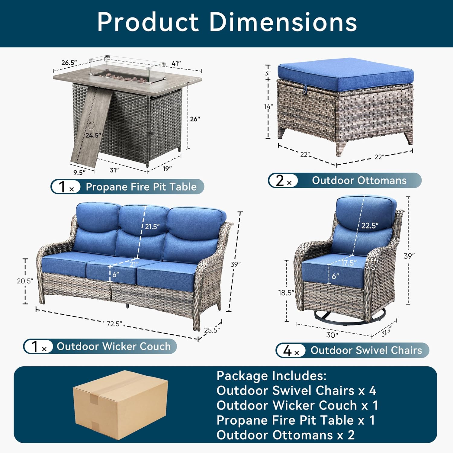 buy Opohoro patio furniture set,best outdoor wicker furniture with fire pit,Opohoro 8 piece set worth buying,swivel patio chairs with cushions pros cons,should I buy Opohoro furniture,patio conversation set vs alternatives unboxing and complete package contents