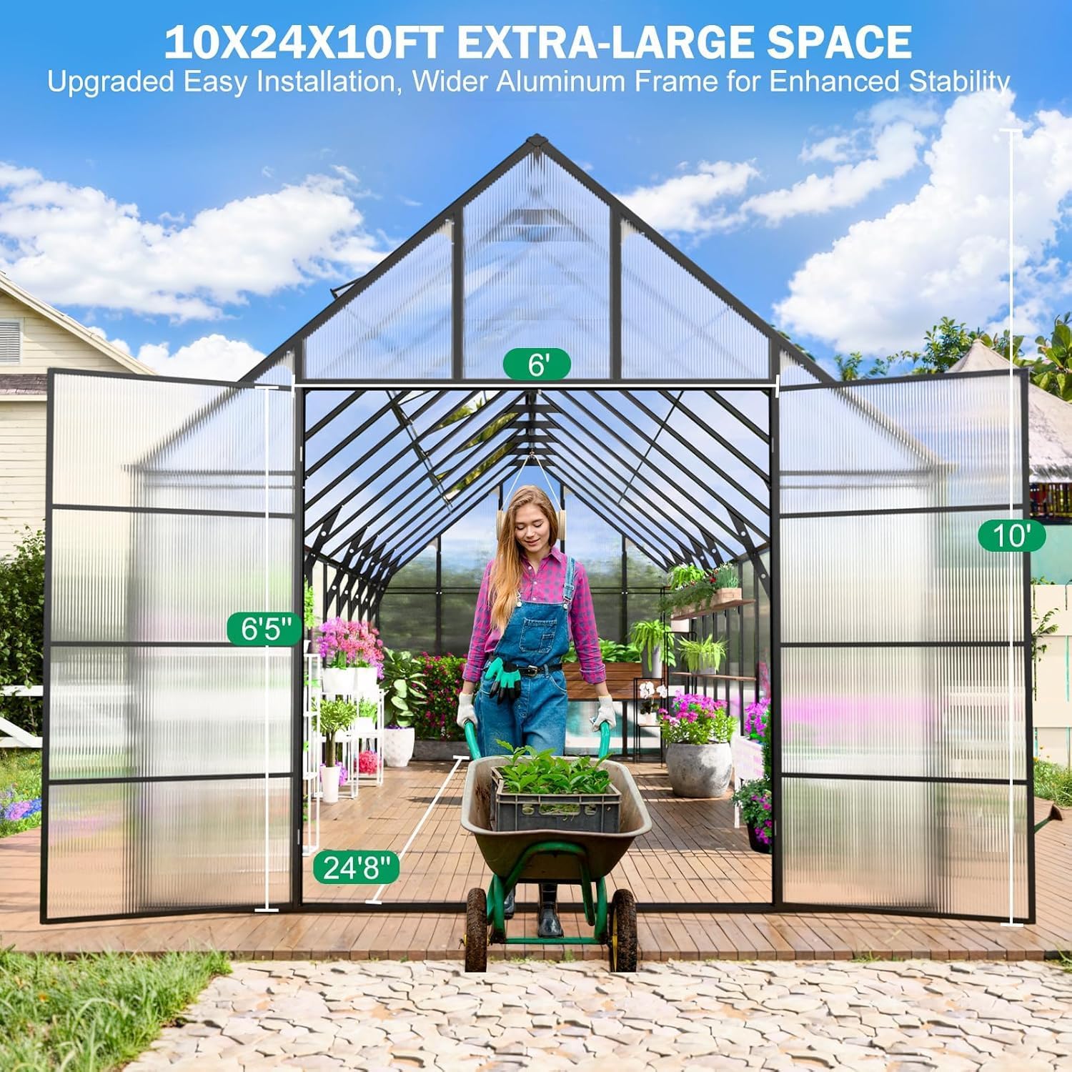 buy SELLERWE 10x24 greenhouse,10x24 greenhouse pros cons,SELLERWE aluminum greenhouse worth buying,large polycarbonate greenhouse vs glass,walk-in greenhouse best for backyard,should I buy SELLERWE greenhouse unboxing and complete package contents